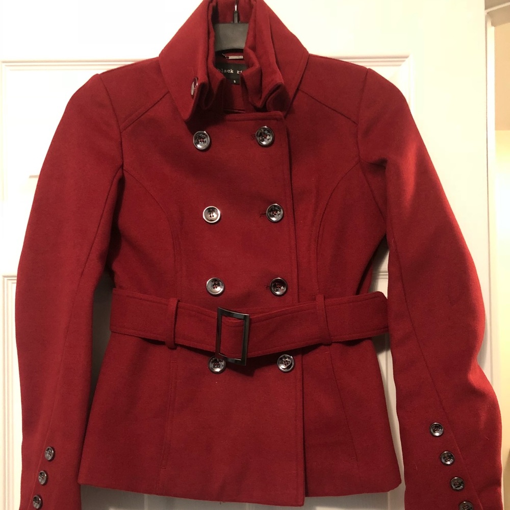 NWT Black Rivet Belted Peacoat Size Small